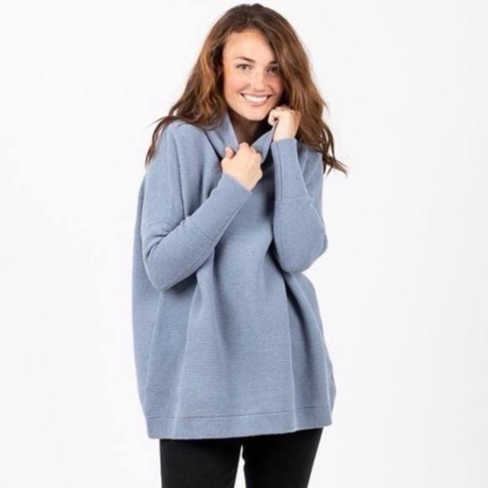 Free People Blue Cowl Neck Sweater